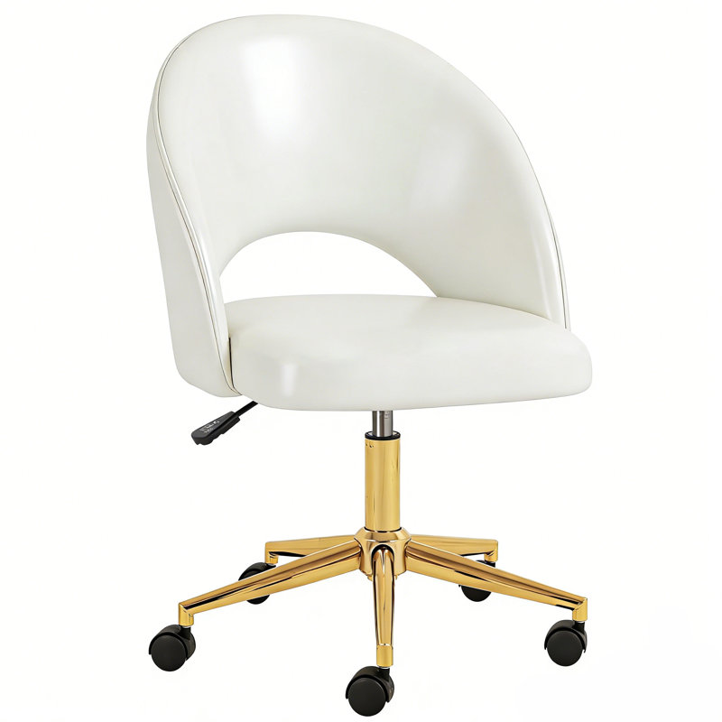 Adjustable Height Upholstered Task Chair, White Velvet