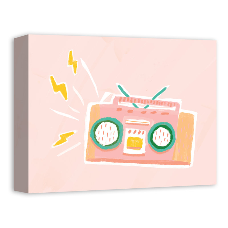 Art sur toile tendue rosé boombox Myah, H 11 po x l 14 po x P 1,25 po