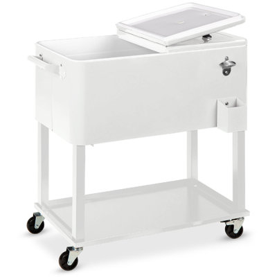 Best Choice Products 80Qt Steel Rolling Cooler Cart W/ Bottle Opener, Catch Tray, Drain Plug, Locking Wheels - 