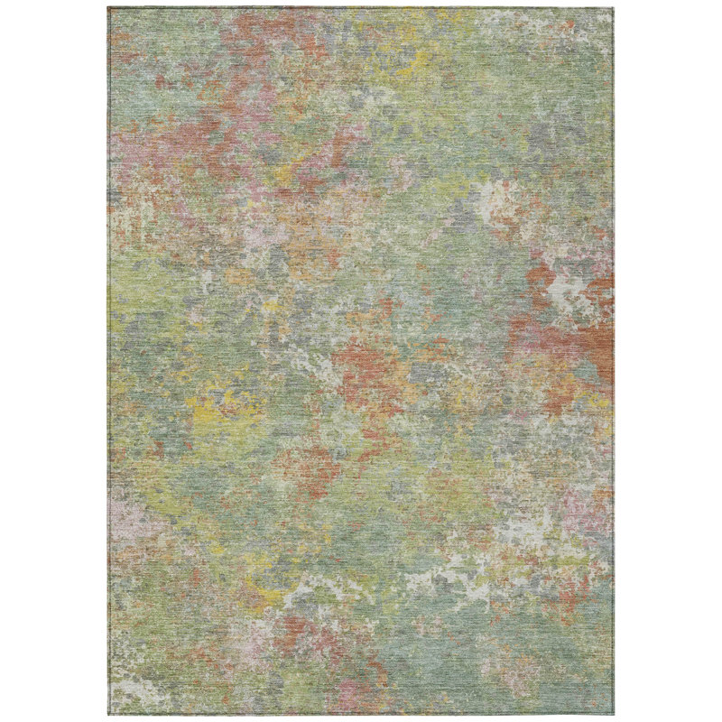 Machine Washable Indoor/Outdoor Brathwaite ACN2166 Abstract Rug, Rectangle 8' x 10'