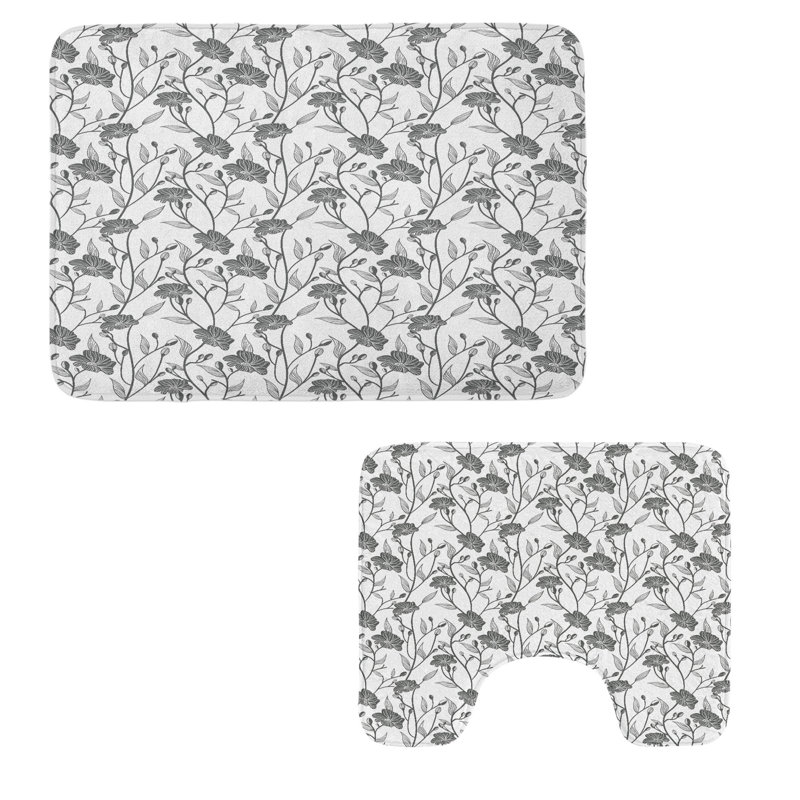  Ensemble de tapis de salle de bain gris 2 pièces