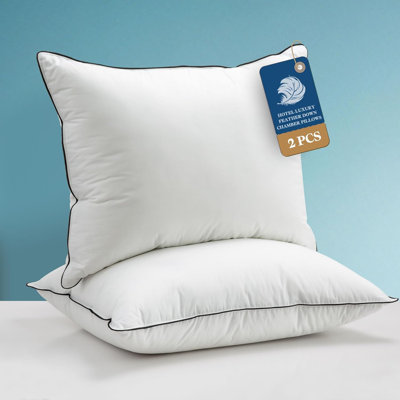 Goose Feather Down Soft-Medium Support Bed Pillows with 100% Organic Cotton Cover