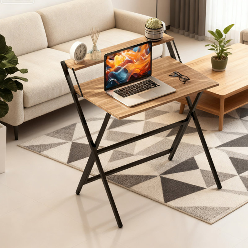 Folding Desk, 34.1" H x 27.6" W x 24.4" D, Walnut