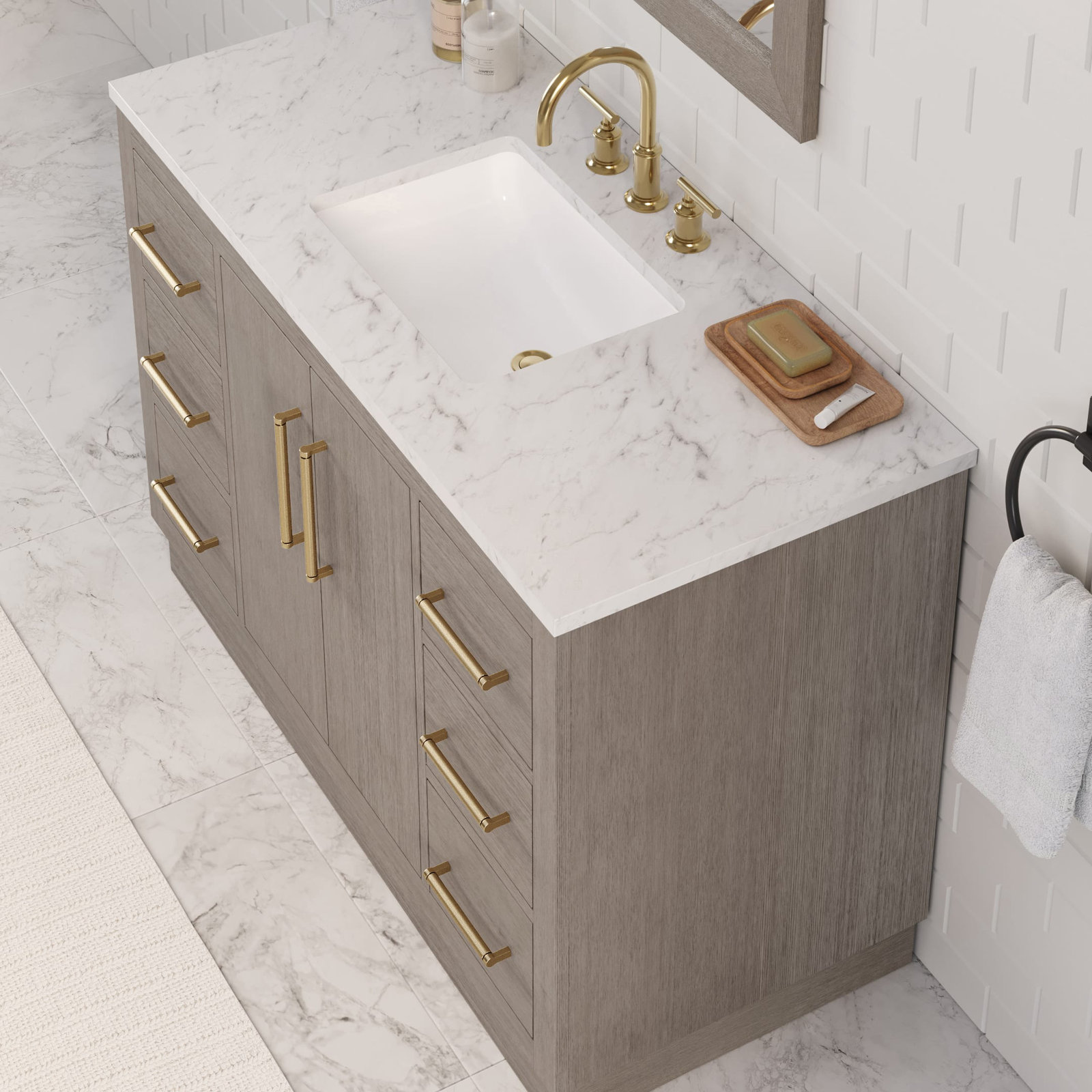Kamila 48'' Single Bathroom Vanity, Satin Gold