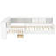 Lit plateforme simple en L avec lit gigogne, lit plateforme en bois massif avec tiroirs et tablettes de rangement, sans sommier nécessaire, blanc