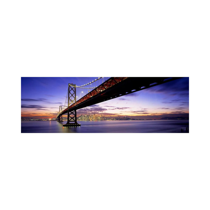 Twilight, Bay Bridge, San Francisco, California, USA by Panoramic Images - Wrapped Canvas Panoramic Print