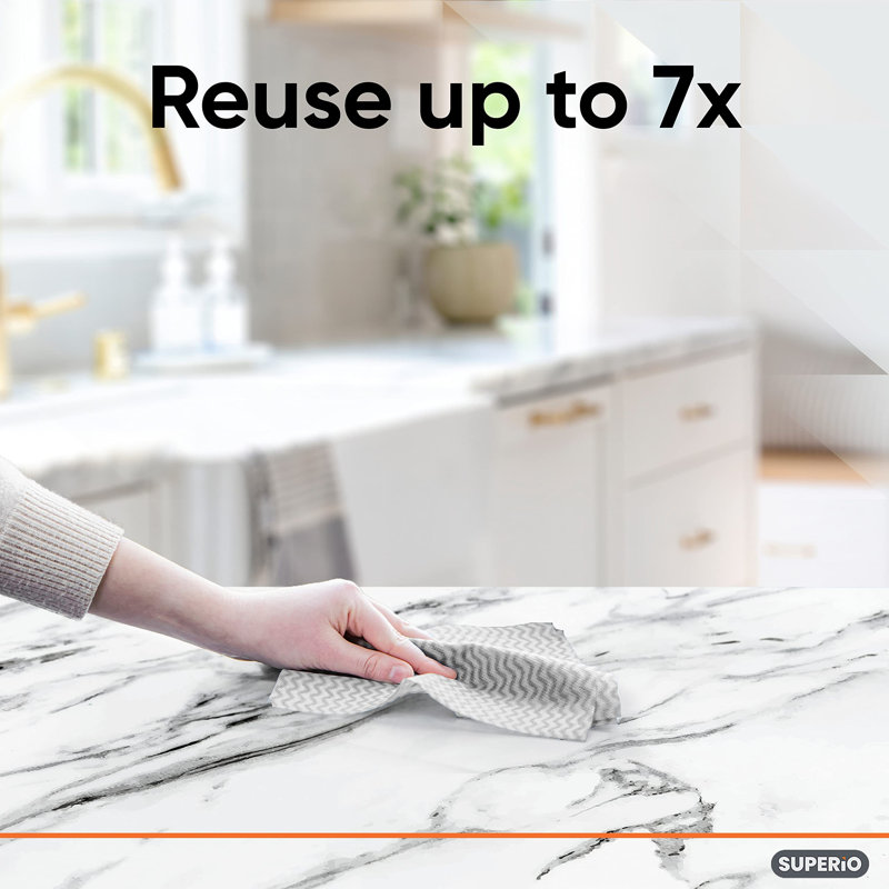 Lingettes nettoyantes à usage multiple Superio pour la maison, la salle de bain et le bureau. Torchon jetable (gris), paquet de 30