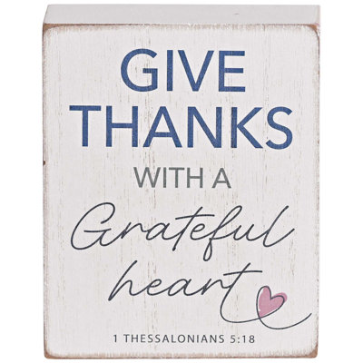Tabletop Plaque Give Thanks White