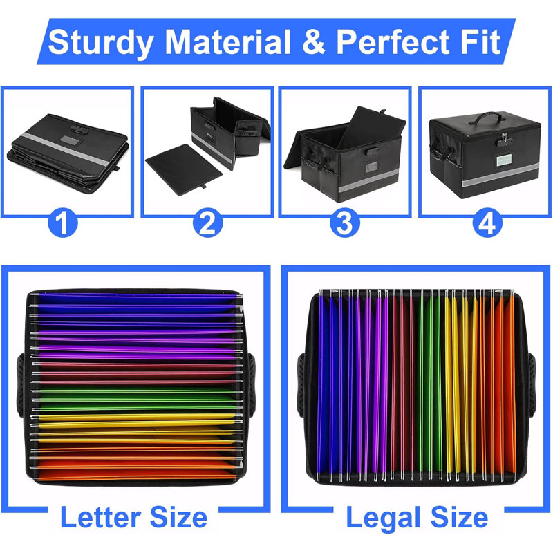 File Organizer, Fireproof File Box with Lids, Important Document Organizer Box with Lock