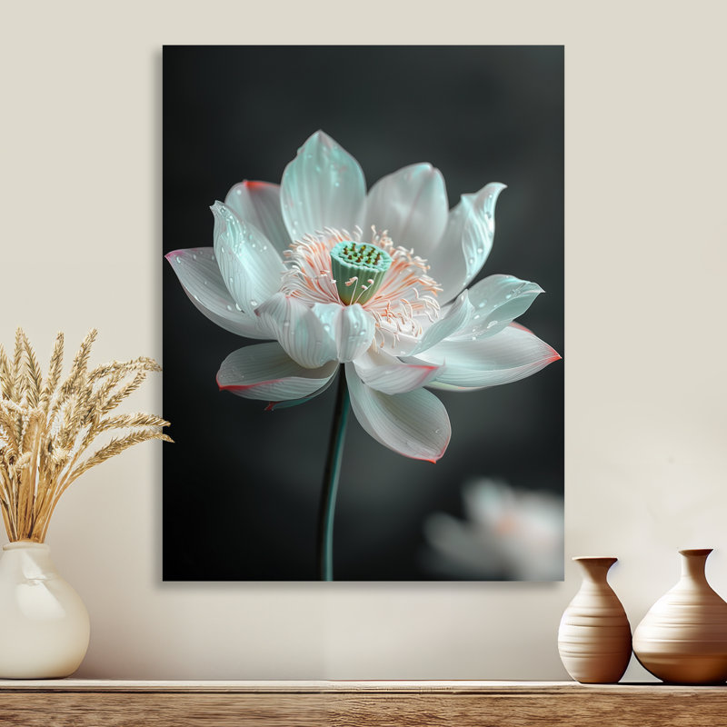 «White Crystal Lotus Garden Oasis», art mural Lotus, Sans cadre, métal, H 24 po x l 32 po