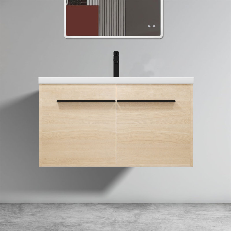 Herlef 35.45'' Single Bathroom Vanity with Resin Top
