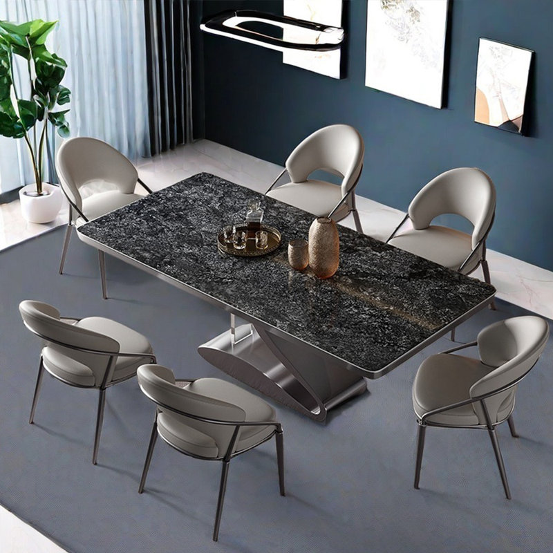Ensemble de table de salle à manger rectangulaire moderne et simple, Noir, H 29,53 po x L 55,12 po x l 31,5 po