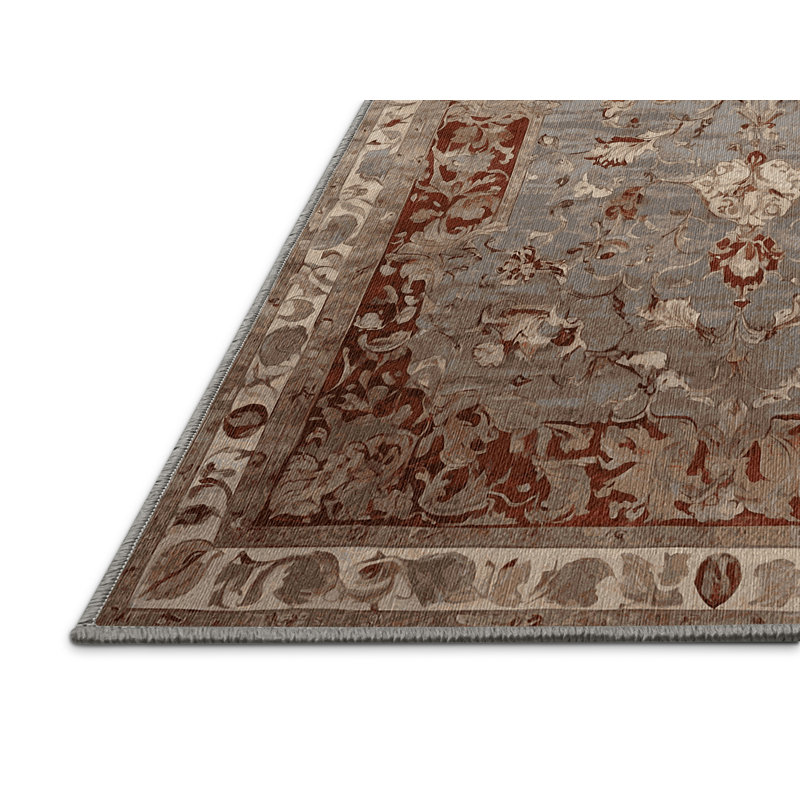 Machine Washable Gray Area Rug, Round 7'