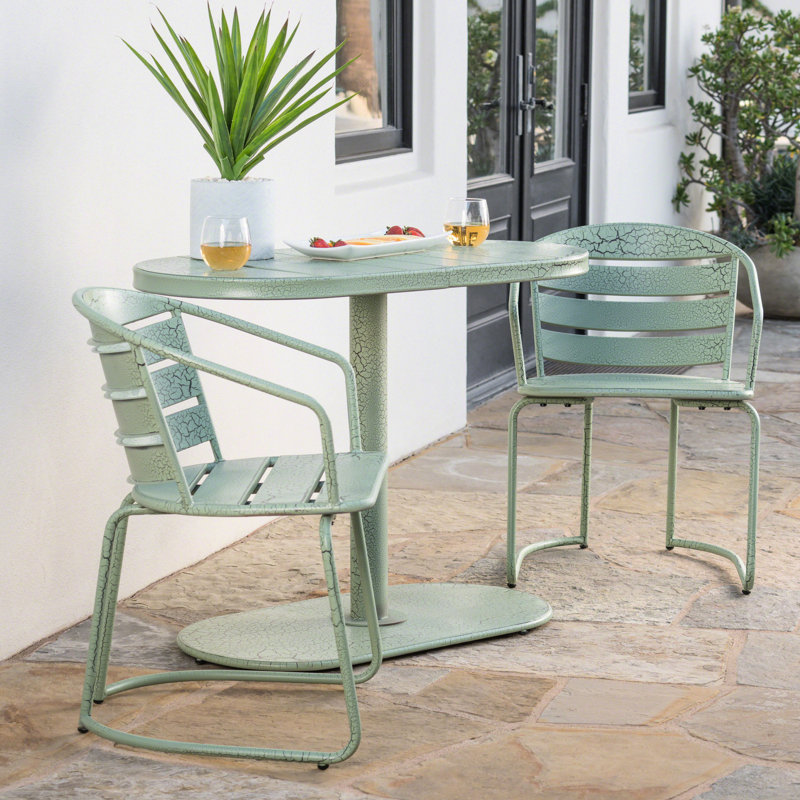 Bistro d'extérieur en bleu sarcelle mat - fabriqué en fer, convient au patio et au jardin, 2 chaises de table en fer pour le jardin, bleu sarcelle, pour le jardin