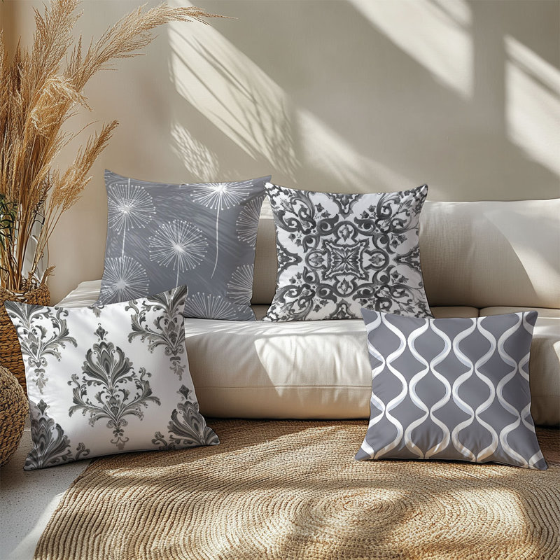 4 housses de coussin décoratives à motif de lignes simples bohémiennes