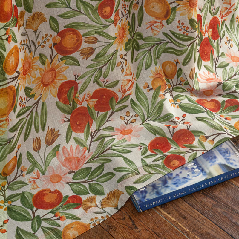 Hansfried Floral Blackout Thermal GrommetCurtain Panels, 52" W x 36" L