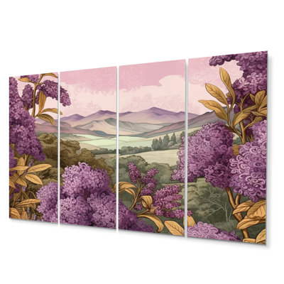 Ensemble de 4 décorations murales lilas mauves I