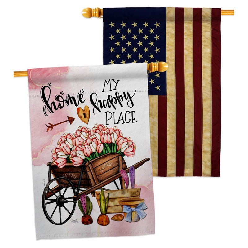 Drapeau de maison 40 x 28 po Tulipes Happy Place