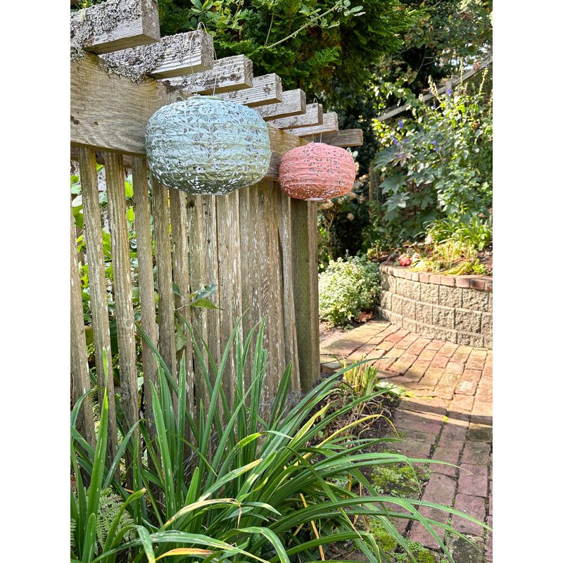 Sage and Coral Solar Powered Outdoor Lanterns with LED Lights