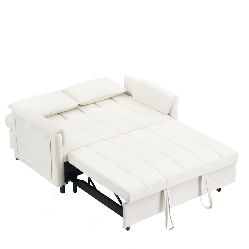 Canapé 52 po beige moderne en velours, Beige