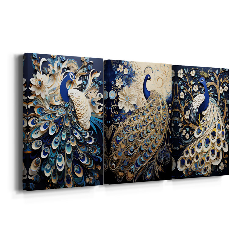ANIMALS Series CCXII - Toile tendue avec châssis sur mesure - 3 pièces, H 27 po x l 54 po