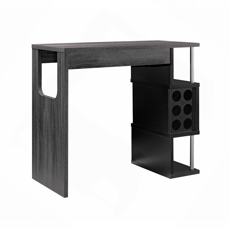 Table de bar Home avec compartiment pour verres à vin et trois tablettes