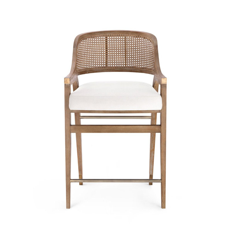 Edward Upholstered Stool with Solid Wood Frame, Brown