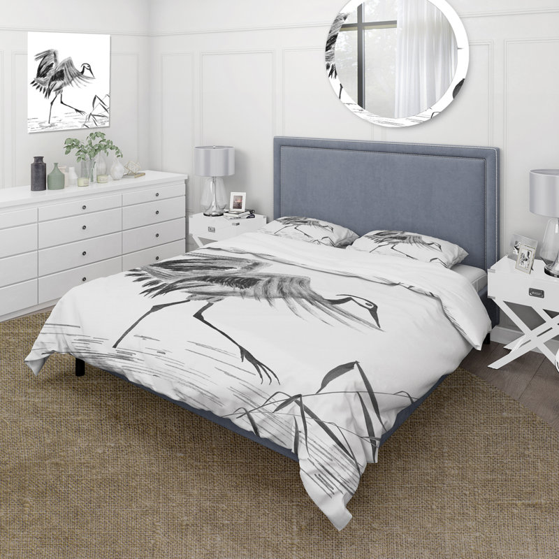 Grue orientale japonaise - Ensemble de housse de couette traditionnel - Microfibre de polyester