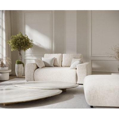 Two-seater square arms loveseat sofa