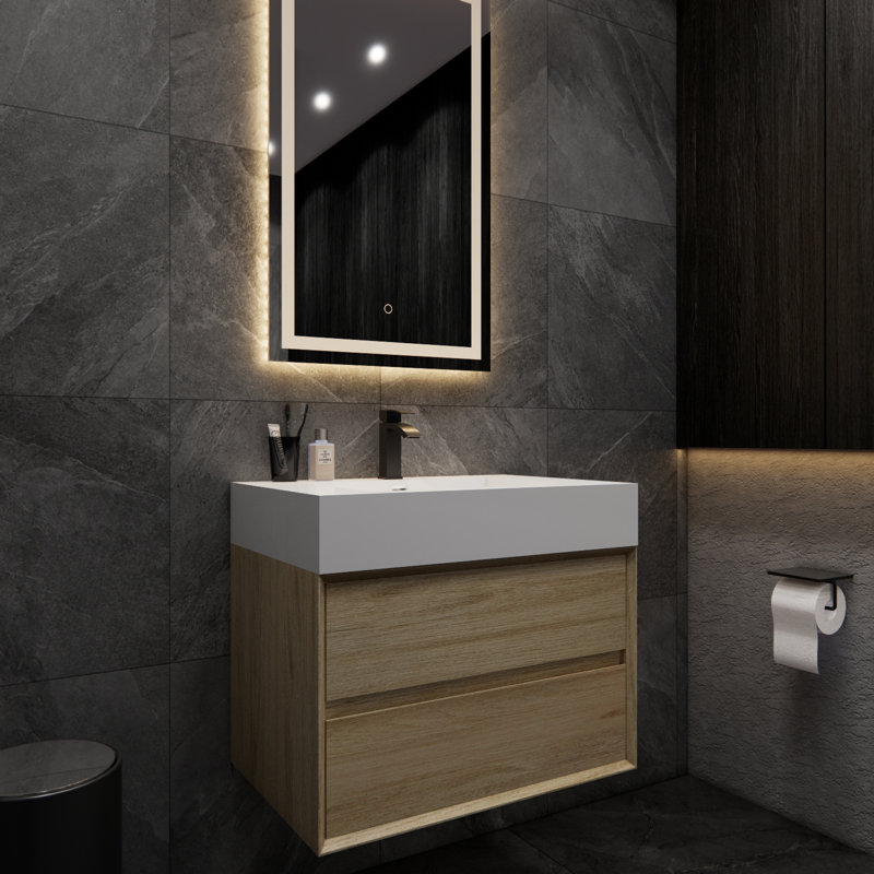 Albizu 30" Wall-Mounted Single Bathroom Vanity, Coffee