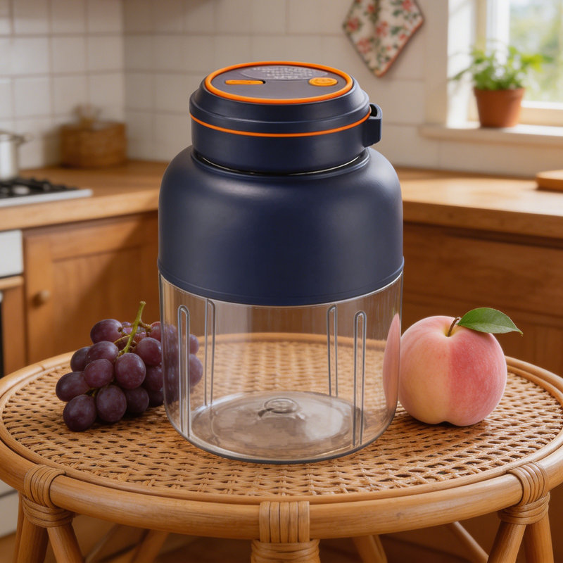 Portable Fruit Juicer With Powerful Ice Crushing Function Equipped With Powerful Blades For Mixing And Stirring, Blue,White