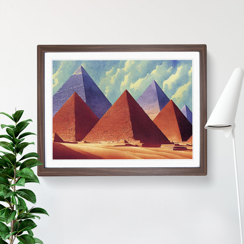 XH1022-7249X Pyramids In The Desert Vol.2 - Single Picture Frame Print, 46cm H x 64cm W, Walnut