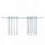 Table de salle à manger ovale en verre trempé avec base double colonne argentée (71 po, sièges 6-8)-231700888