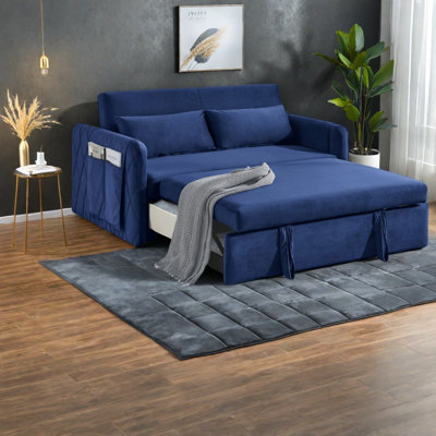 Multifunctional Velvet Sofa Bed With Storage Pockets, Modern Design For Living Room