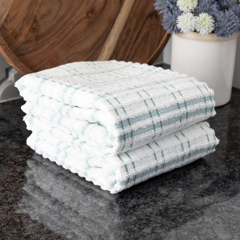 Cotton Plaid Waffle Tea Towel Kitchen Towel, Dew