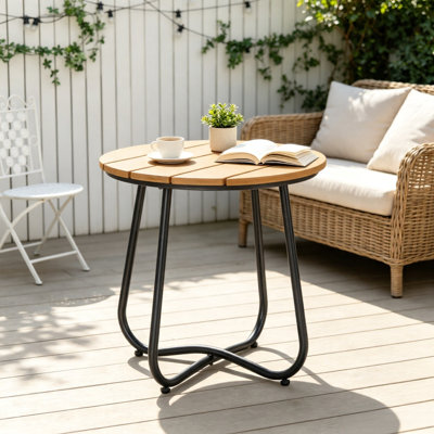 Round Steel Outdoor Bistro Table - 49 cm W 49 cm D