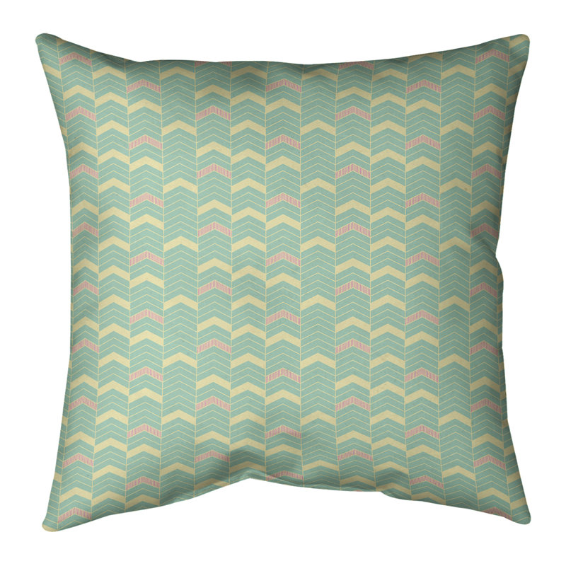 Coussin Rhonda, 14 po x 14 po, Bourre en polyester, Double vert rose / jaune