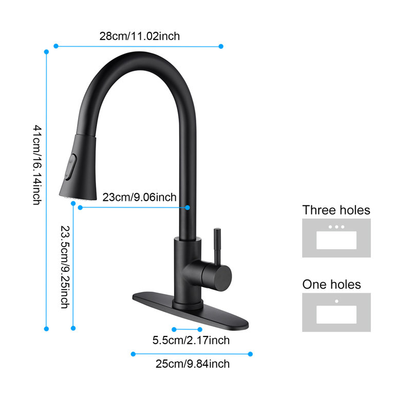 Robinet de cuisine rétractable Interbath, Noir mat