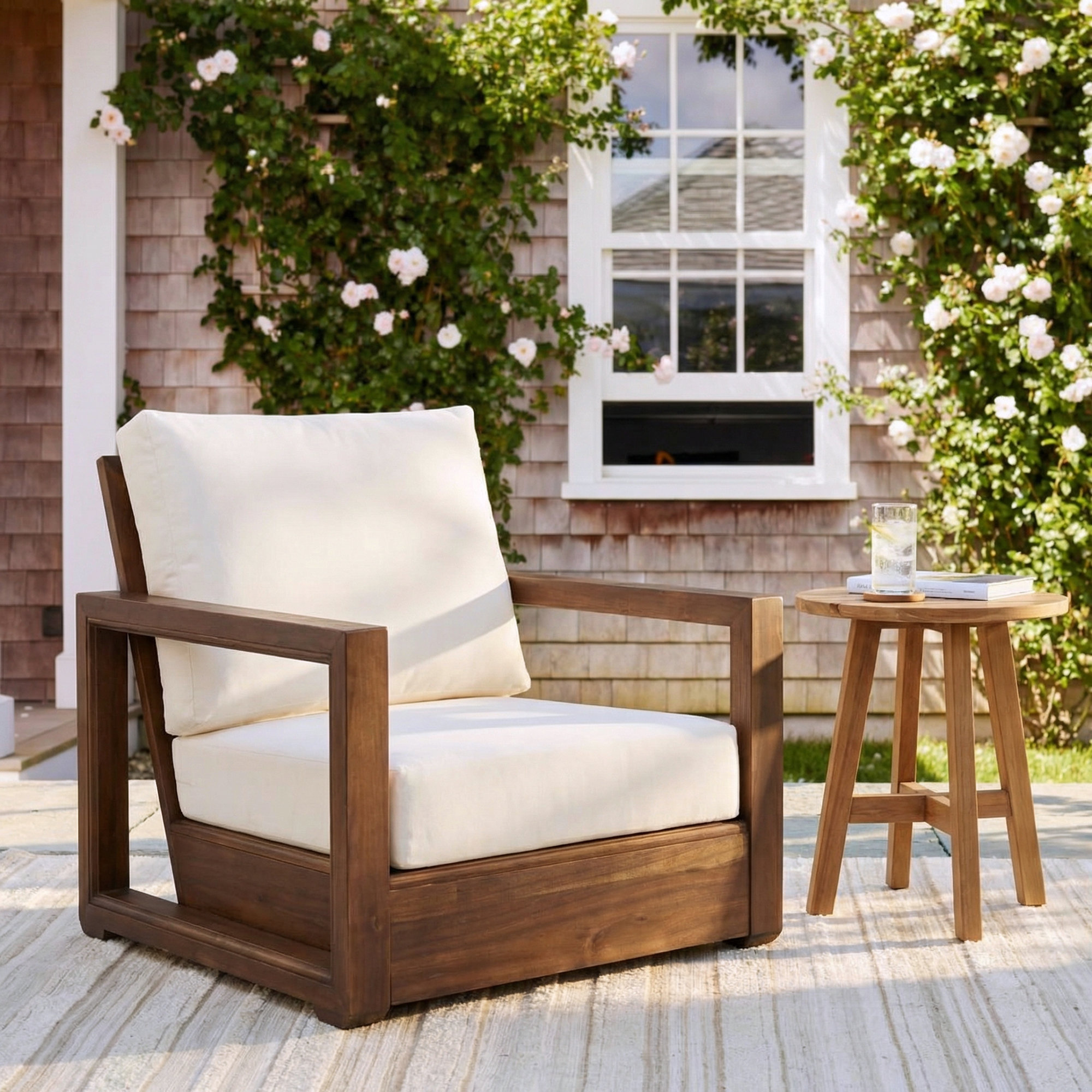 Donnie Acacia Outdoor Lounge Chair, Mocha