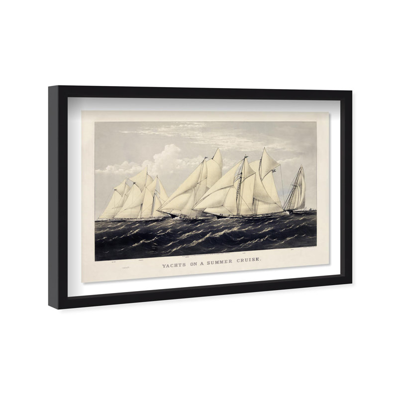 Oliver Gal Yachts on a Summer Cruise Nautical and Coastal - Luxury Shadowbox Framed Wall Art, 26" H x 38" W