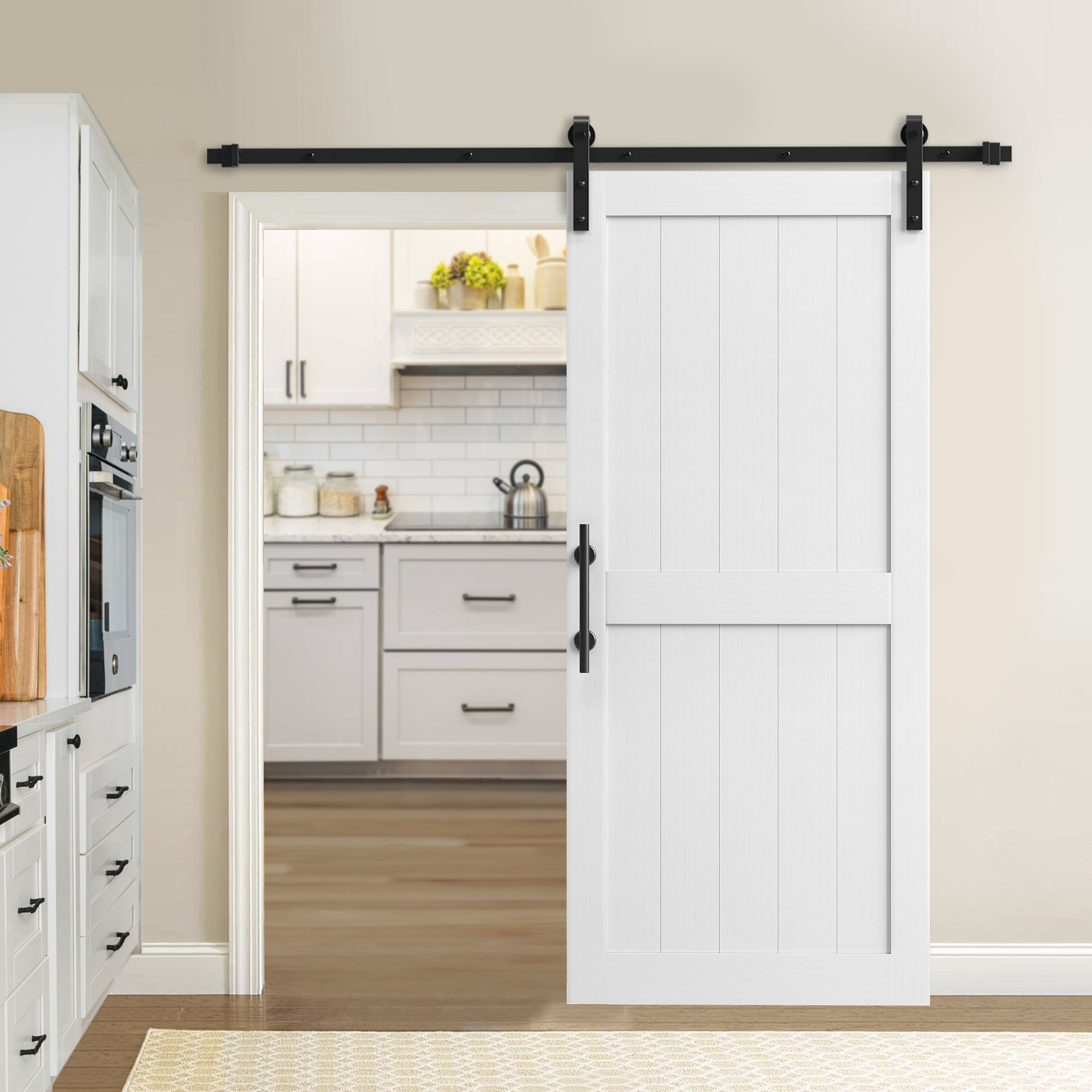 Manufactured Wood Paneled Barn Door with Installation Hardware Kit LDB_BUILDING Finish/Color: White, Size: 42 x 84