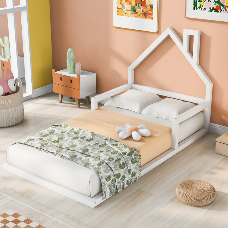 Lit plateforme Wood, Simple, Blanc