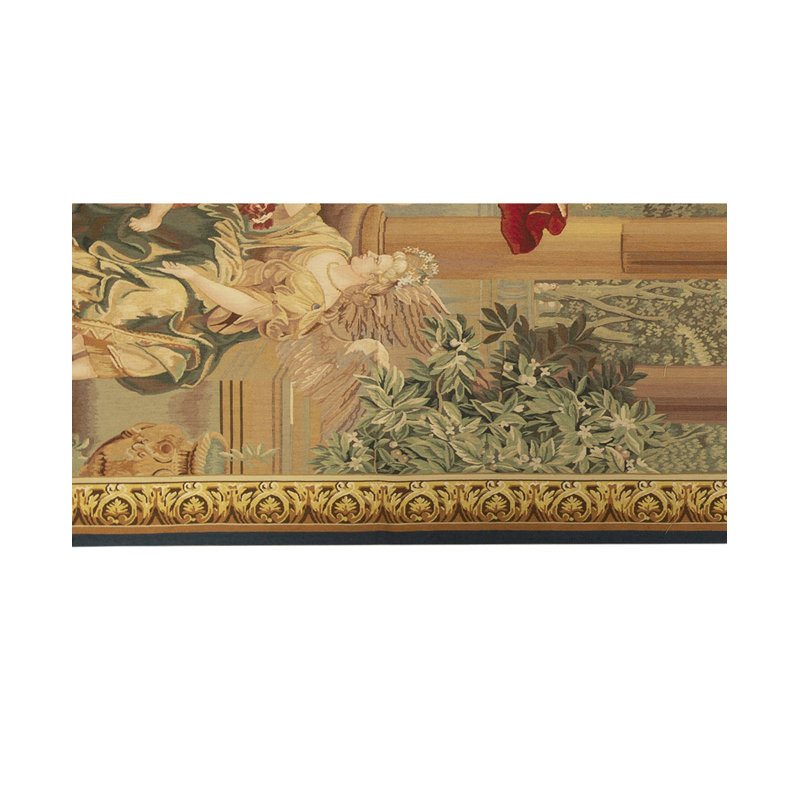 Hand-Knotted High-Quality Cream and Green Area Rug