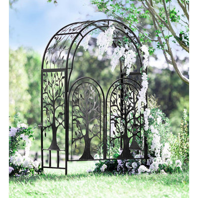Tonnelle de jardin arquée en métal avec barrière