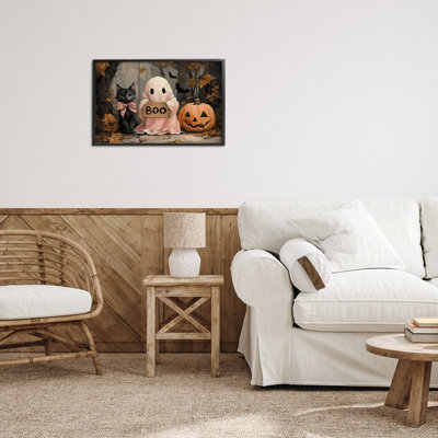 Joli dessin d'Halloween boo encadré, design par Arlington Prints