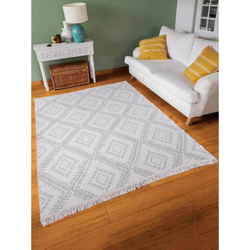 Acacius Geometric Cotton Machine Made Indoor / Outdoor Area Rug, Rectangle 160 x 230cm