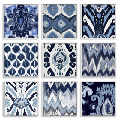 «Blue Boho Patterns», ensemble de 9 giclées par Patricia Pinto