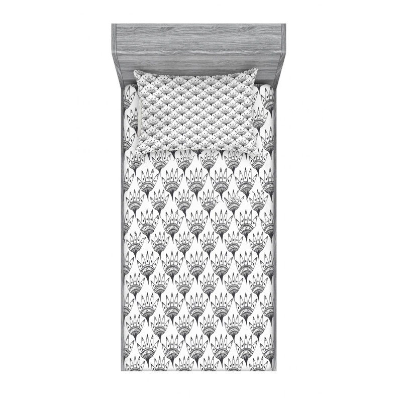 Microfiber Floral Fitted Sheet, Twin XL Fitted Sheet with 1 Pillowcase