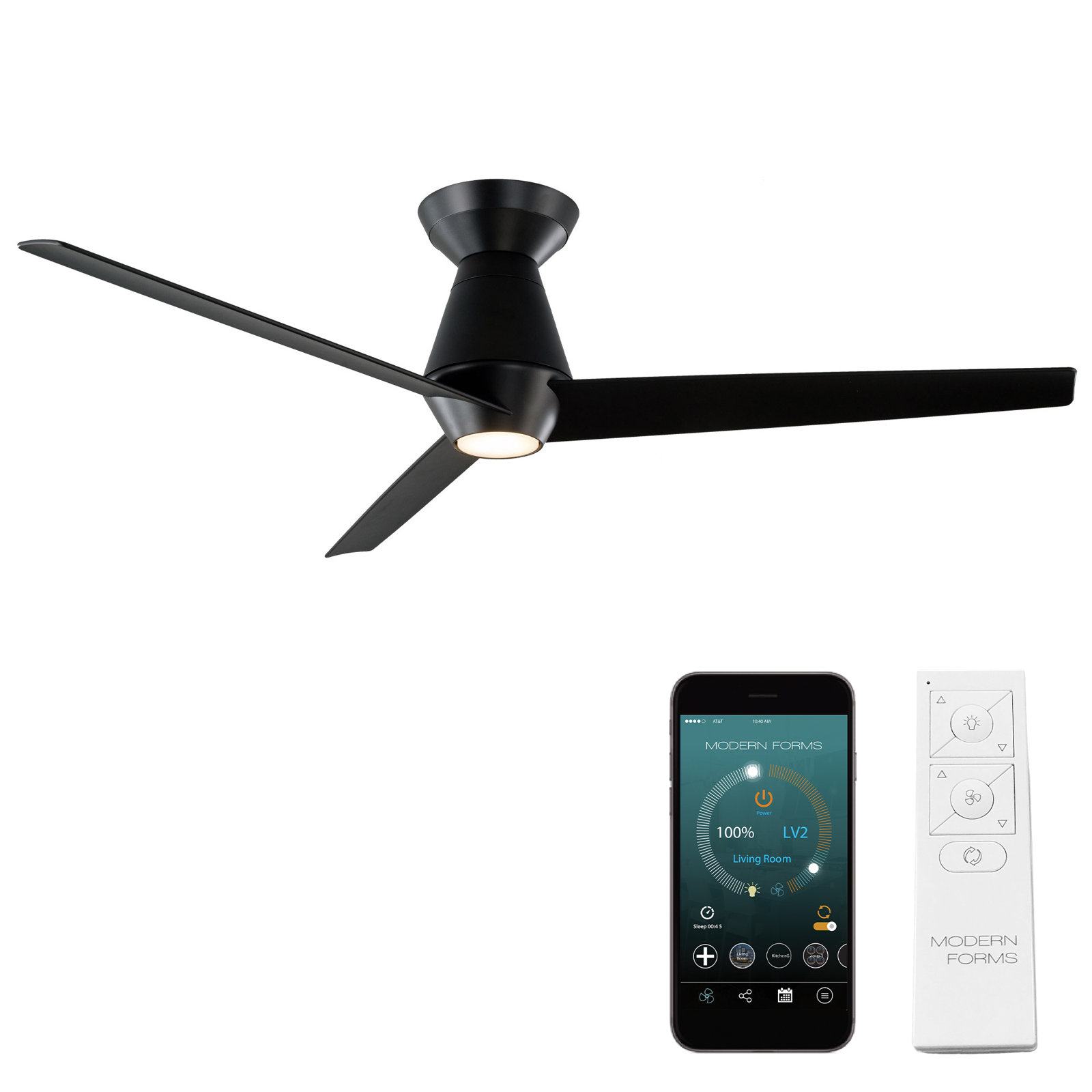 52" Smart Ceiling Fan with LED Light Kit, 3000K, Matte Black