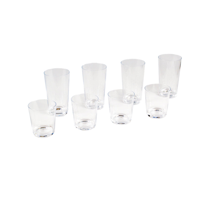 Elton 8-Piece Acrylic Assorted Glassware Set, Clear